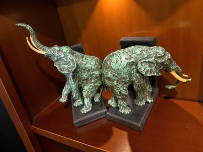 Ary Jean Leon Bitter Art Deco Elephant Bookends in the Style of Ary Bitter France circa 1930