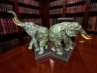 Ary Jean Leon Bitter Art Deco Elephant Bookends in the Style of Ary Bitter France circa 1930