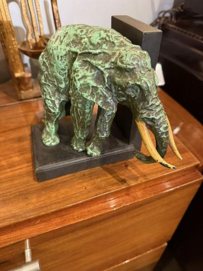 Ary Jean Leon Bitter Art Deco Elephant Bookends in the Style of Ary Bitter France circa 1930