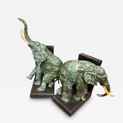 Ary Jean Leon Bitter Art Deco Elephant Bookends in the Style of Ary Bitter France circa 1930