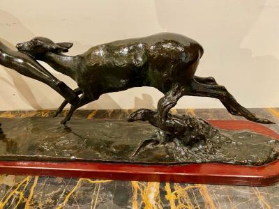 Ary Jean Leon Bitter Ary Bitter Bronze Art Deco Sculpture Woman Running with Lambs