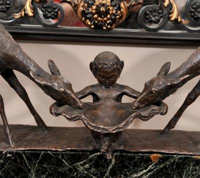 Ary Jean Leon Bitter Two Deer and Faun Bronze Group by Ary Bitter