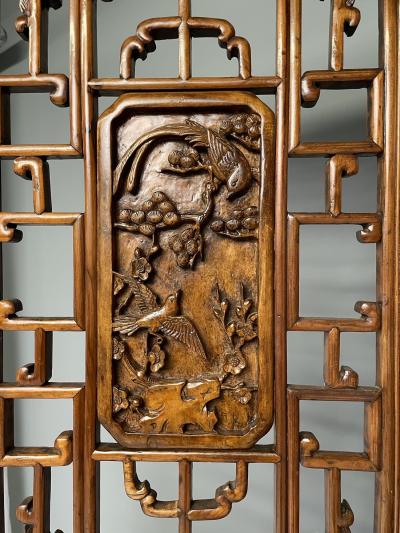 Asian 19th Century Folding Screen Room Divider Rosewood Teak Six Panel