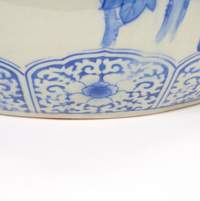 Asian Blue and White Porcelain Planter Fish Bowl Late 20th Century