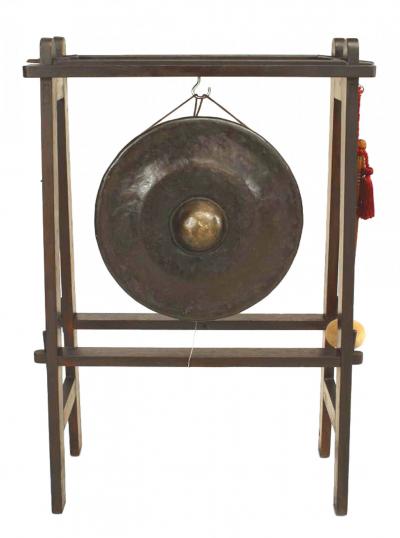 Asian Bronze Gong With Stand