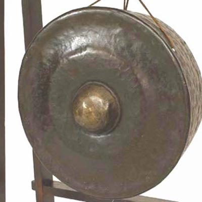 Asian Bronze Gong With Stand