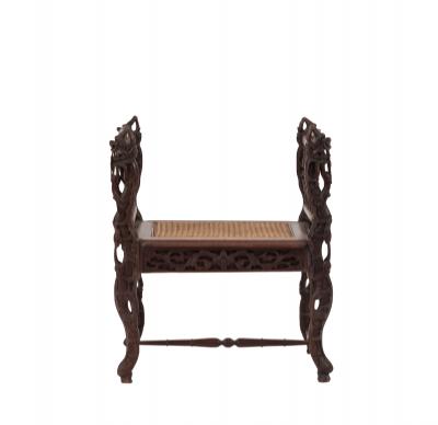 Asian Burmese Carved Walnut Bench