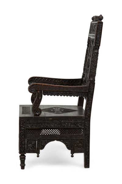 Asian Burmese Ebonized Arm Chair