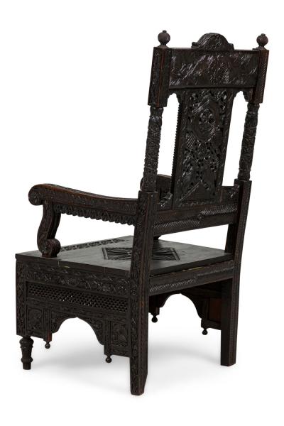 Asian Burmese Ebonized Arm Chair