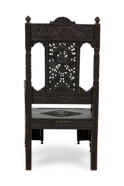 Asian Burmese Ebonized Arm Chair