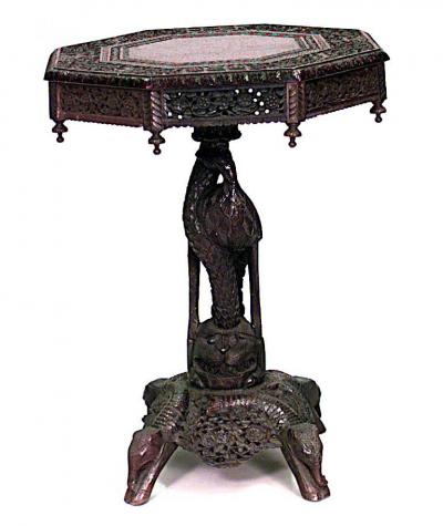 Asian Burmese Rosewood End Table