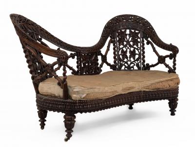 Asian Burmese Rosewood Settee