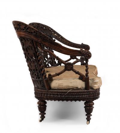 Asian Burmese Rosewood Settee