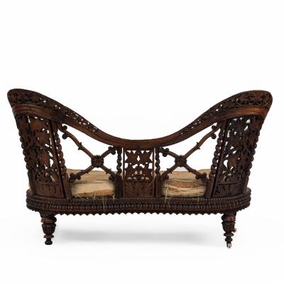 Asian Burmese Rosewood Settee