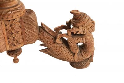 Asian Burmese Stripped Teak Base Table