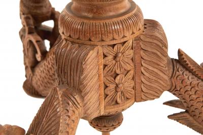 Asian Burmese Stripped Teak Base Table