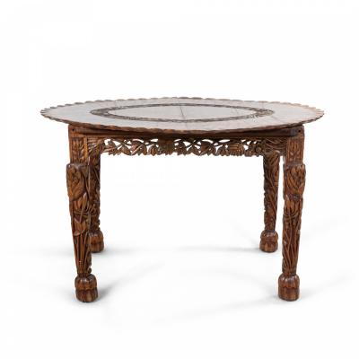 Asian Burmese Style Walnut Dining Table