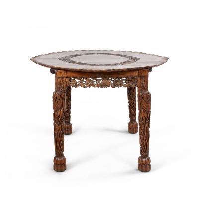 Asian Burmese Style Walnut Dining Table