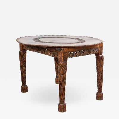 Asian Burmese Style Walnut Dining Table