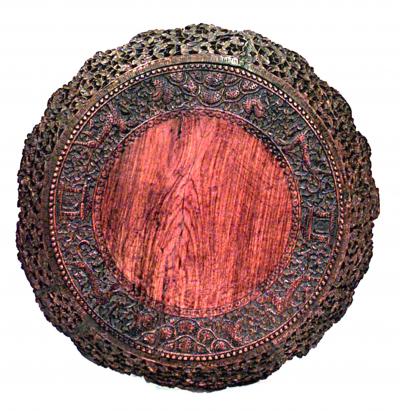 Asian Burmese Walnut End Table