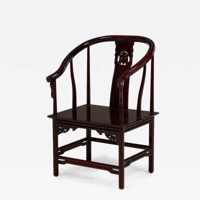 Asian Chinese Ming Style c 1970s Rosewood Armchair