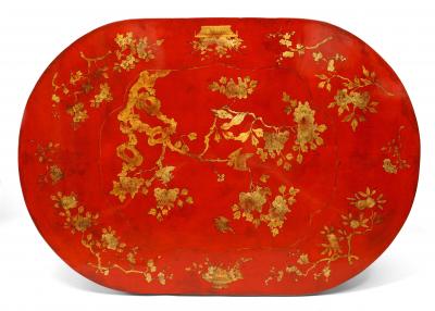 Asian Chinese Red Lacquer Center Table