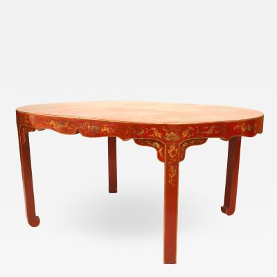 Asian Chinese Red Lacquer Center Table