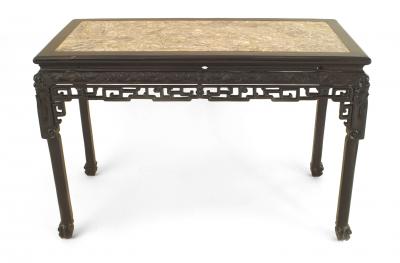 Asian Chinese Rosewood Center Table with Marble Top