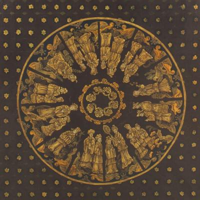 Asian Chinese Style Brown Lacquered Gilt Medallion Coffee Table