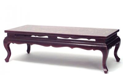 Asian Chinese Style Maroon Lacquered Coffee Table