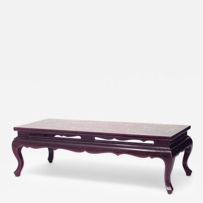 Asian Chinese Style Maroon Lacquered Coffee Table