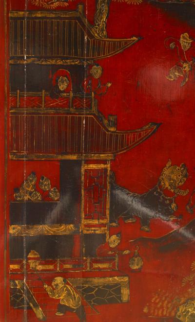 Asian Chinese Style Rectangular Red Lacquered Coffee Table