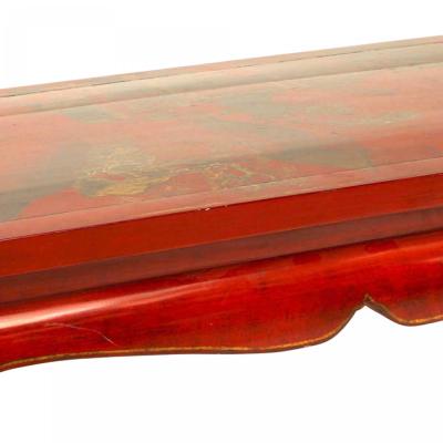 Asian Chinese Style Rectangular Red Lacquered Coffee Table