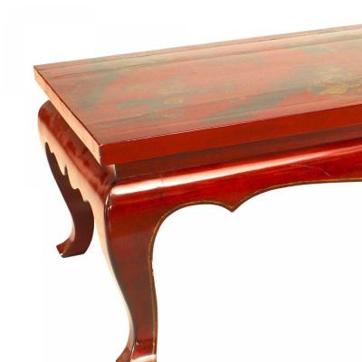 Asian Chinese Style Rectangular Red Lacquered Coffee Table