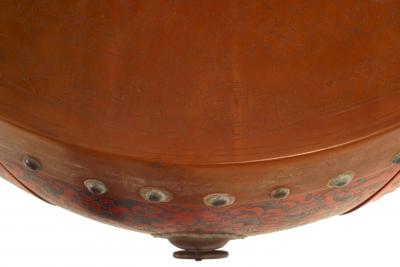 Asian Chinese Style Red Coromandel Drum Coffee Table