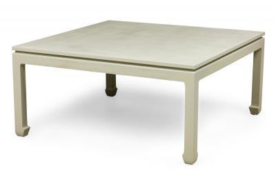 Asian Contemporary Ming Dynasty Style Sage Colored Raffia Wrapped Coffee Table