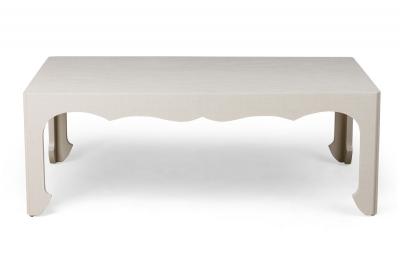 Asian Contemporary Style Light Gray Colored Raffia Wrapped Coffee Table
