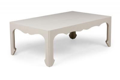 Asian Contemporary Style Light Gray Colored Raffia Wrapped Coffee Table
