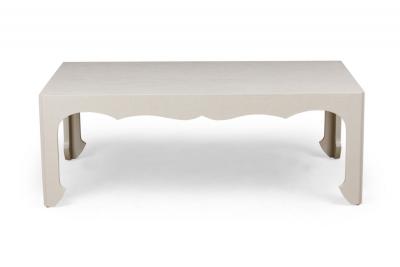 Asian Contemporary Style Light Gray Colored Raffia Wrapped Coffee Table