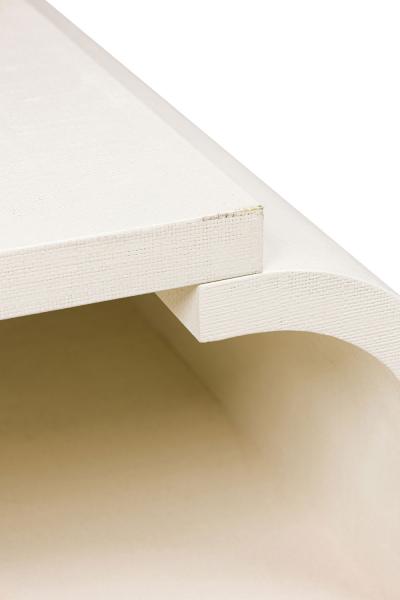 Asian Contemporary Style Off White Raffia Wrapped Curved Coffee Table