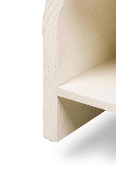 Asian Contemporary Style Off White Raffia Wrapped Curved Coffee Table