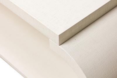 Asian Contemporary Style Off White Raffia Wrapped Curved Coffee Table