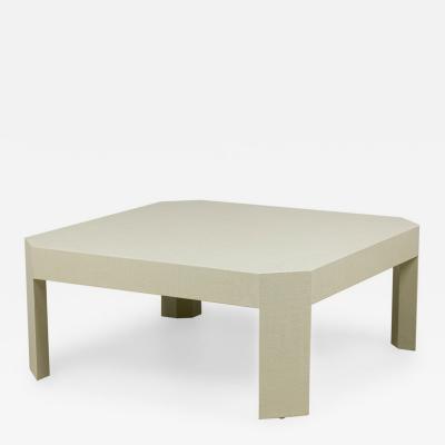 Asian Contemporary Style Sage Colored Raffia Wrapped Coffee Table
