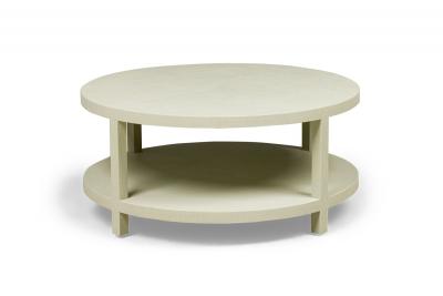 Asian Contemporary Style Sage Colored Raffia Wrapped Round Coffee Table