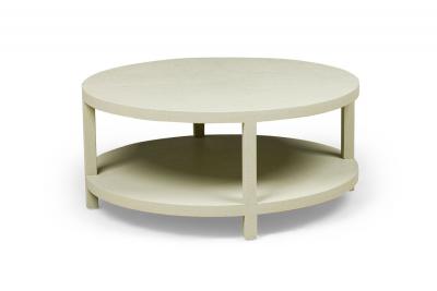 Asian Contemporary Style Sage Colored Raffia Wrapped Round Coffee Table