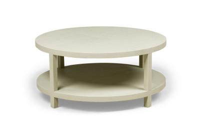 Asian Contemporary Style Sage Colored Raffia Wrapped Round Coffee Table