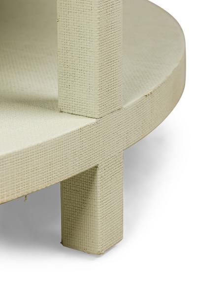 Asian Contemporary Style Sage Colored Raffia Wrapped Round Coffee Table