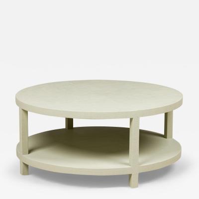Asian Contemporary Style Sage Colored Raffia Wrapped Round Coffee Table