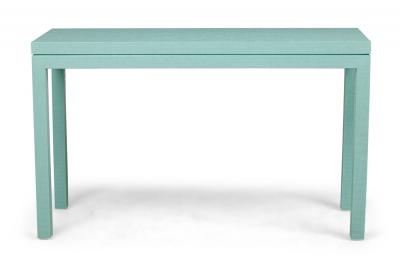 Asian Contemporary Style Turquoise Colored Raffia Wrapped Console Table