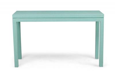 Asian Contemporary Style Turquoise Colored Raffia Wrapped Console Table